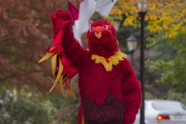 phineas the phoenix mascot on campus